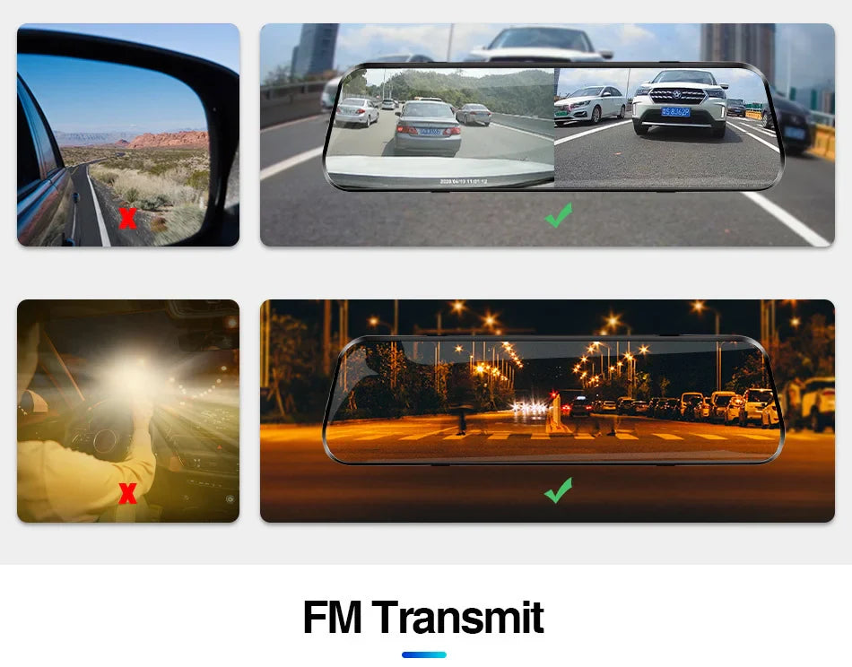 E-ACE 10'' 4G Android Dash Cam – FHD 1080P Dual Lens Rearview Mirror DVR with ADAS & Streaming