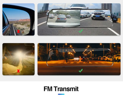 E-ACE 10'' 4G Android Dash Cam – FHD 1080P Dual Lens Rearview Mirror DVR with ADAS & Streaming