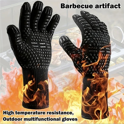 BBQ Gloves – High Temperature Resistance Oven Mitts for 500-800 Degrees – Fireproof Barbecue and Heat Insulation Microwave Gloves