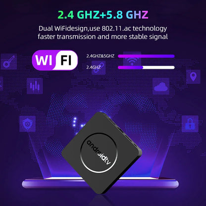 Q10 Android 14 TV Box – Allwinner H313 8K Media Player with 64GB/128GB ROM, Dual WiFi 2.4G&5G, Voice Control Set-Top Box