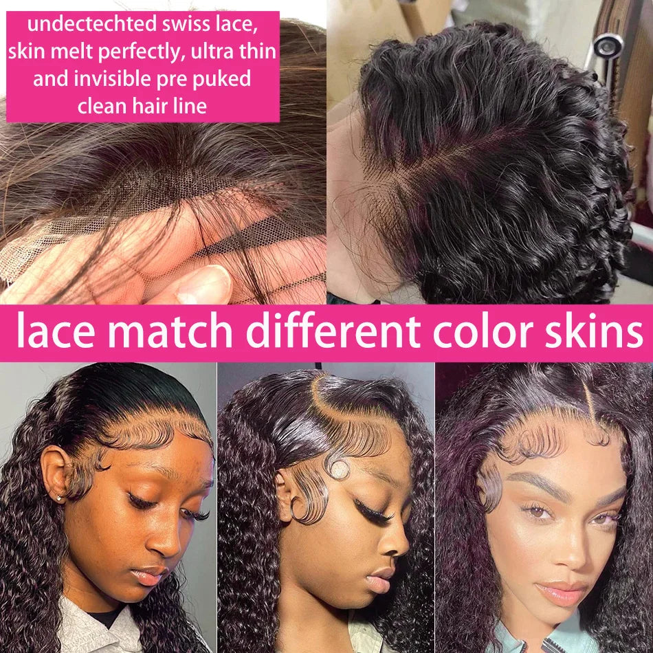 250% Curly Human Hair Lace Front Wig – Deep Wave Brazilian Remy 13x4 Water Wave Lace Frontal Wig