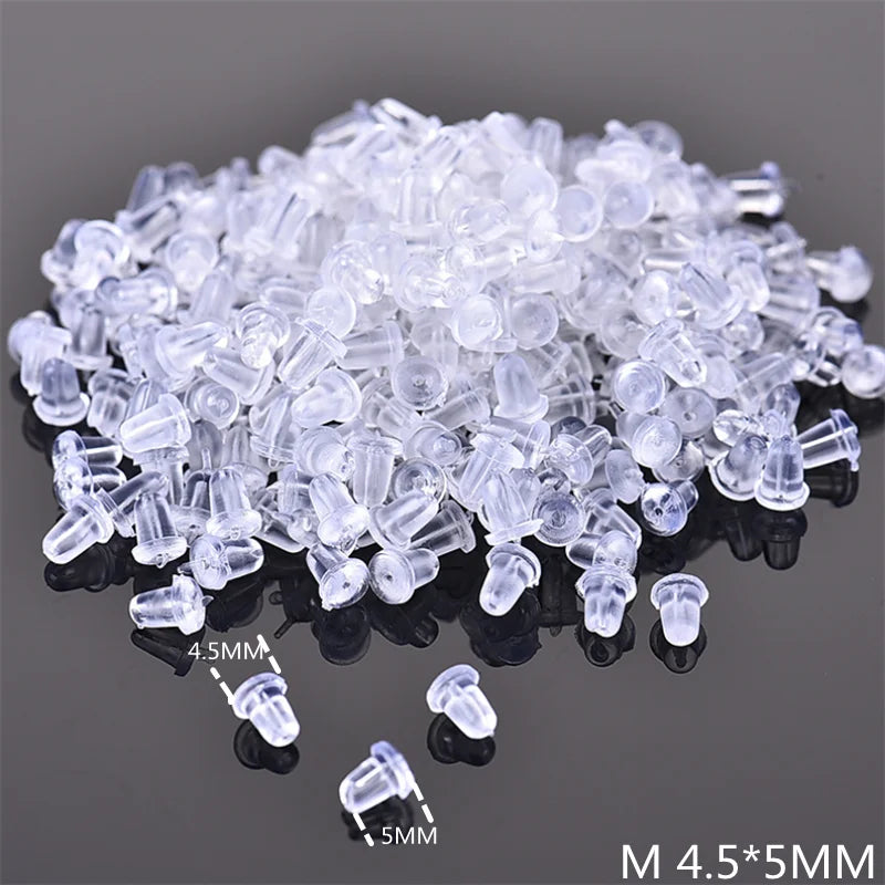 100pcs Clear Silicone Earring Backs – Soft Rubber Safety Bullet Stopper Jewelry DIY Accessories Ear Plugs Replacement