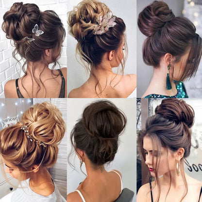 LUPU Synthetic Chignon Messy Bun Claw Clip - Wavy Curly Hair Piece for Women, Easy-to-Use Ponytail Extensions Scrunchie Hairpieces