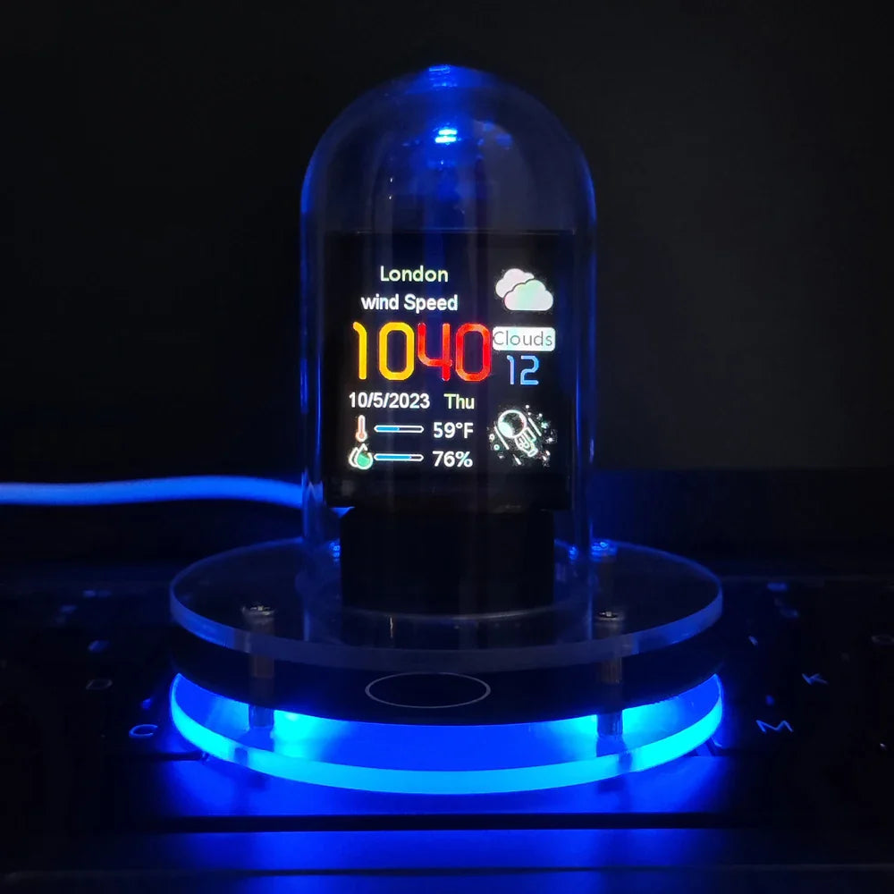 Bitcoin Price Tracker Nixie Tube Alarm Clock with RGB Lights, WiFi Weather Station, DIY Album & GIF Display