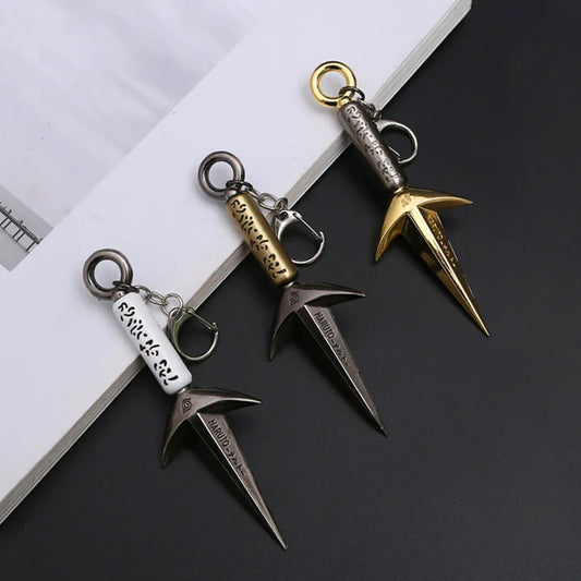 Naruto Minato Kunai Keychain – 9cm Metal Ninja Sword Samurai Katana Anime Weapon Model Accessories Gift for Fans