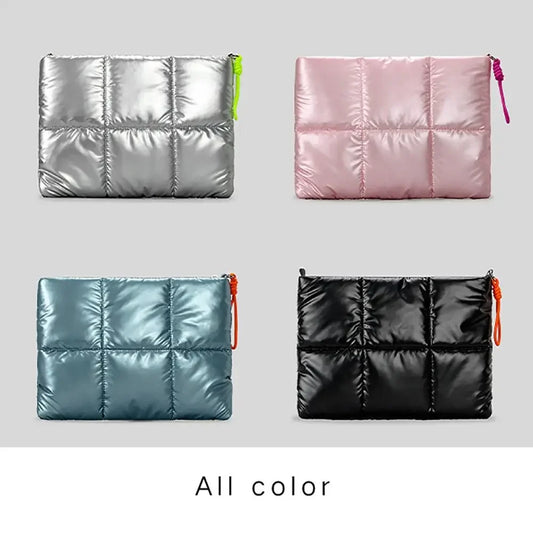 Trendy Puffy Cotton Laptop Bag 14 Inch — Waterproof, Shockproof Sleeve with Shoulder Strap for MacBook, Lenovo, Huawei