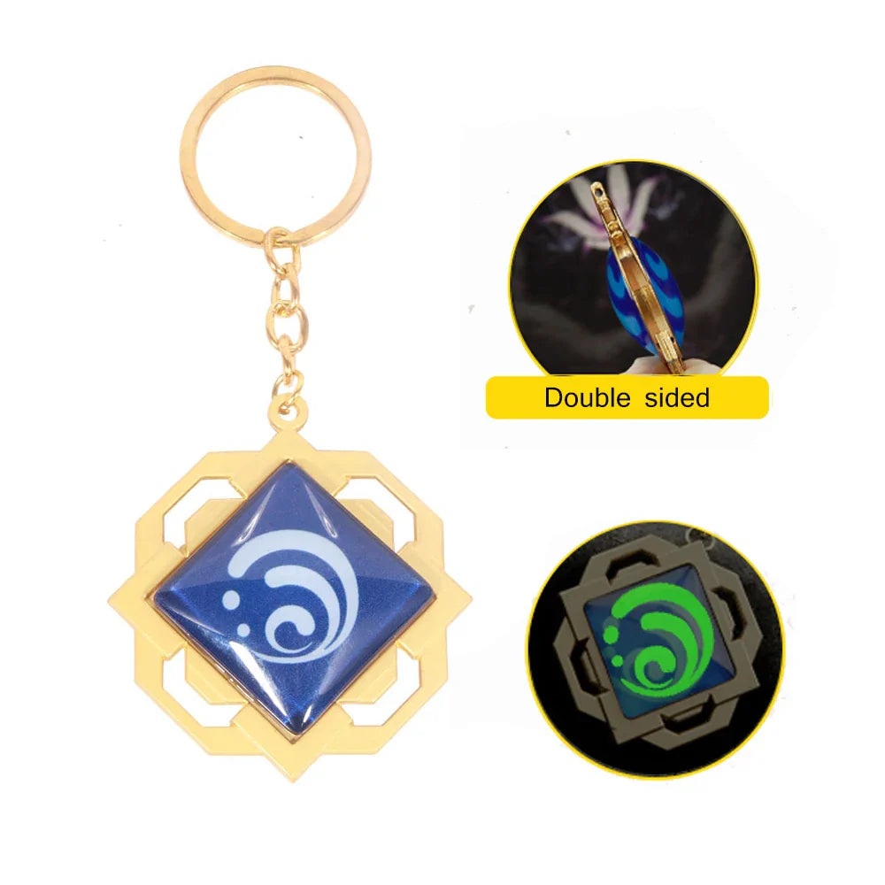 Genshin Impact Venti Eye Keychain 1:1 – Luminous Anime Cosplay Key Ring Backpack Pendant Gaming Accessories Gift