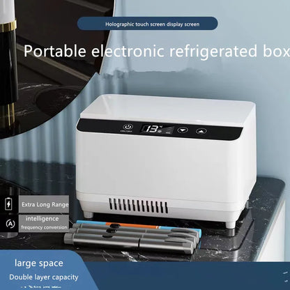 Insulin Medicine Cooling Box — Double-Layer Large Capacity Refrigeration with LED Touch Screen for Car Travel