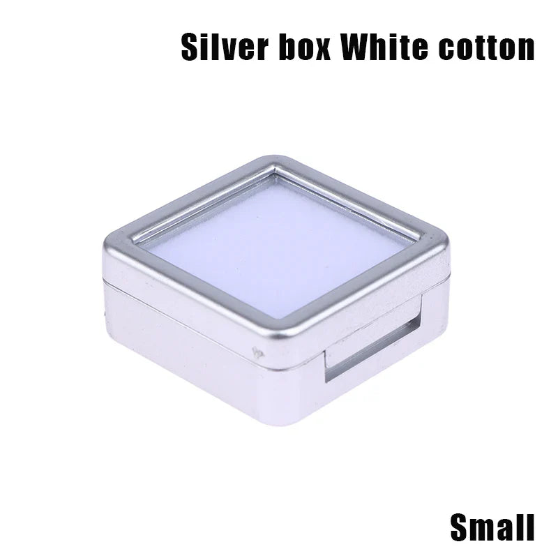 Transparent Glass Lid Gem Storage Box – Jewelry Display Case for Diamonds, Gemstones & Pendants Holder Container