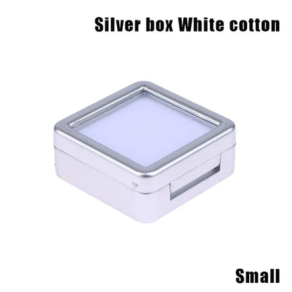 Transparent Glass Lid Gem Storage Box – Jewelry Display Case for Diamonds, Gemstones & Pendants Holder Container