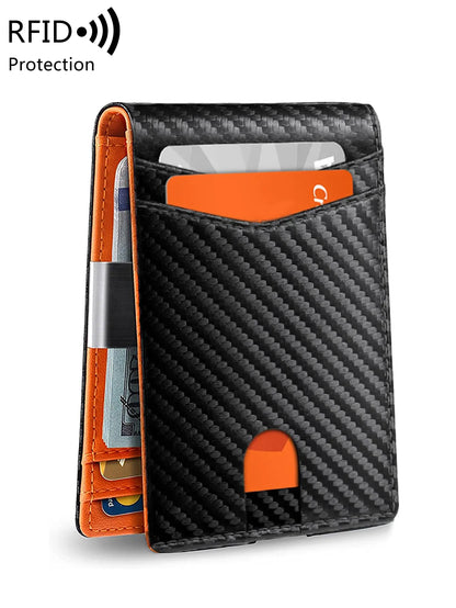 Minimalist Men's RFID Blocking Wallet | Ultra-Thin 12-Card Holder | Front Pocket Bi-Fold Solid Color