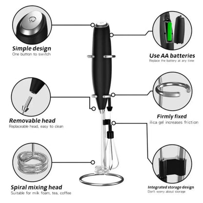 Powerful Electric Milk Frother — Handheld Mini Whisk for Coffee, Latte & Cappuccino, Kitchen & Household Tool