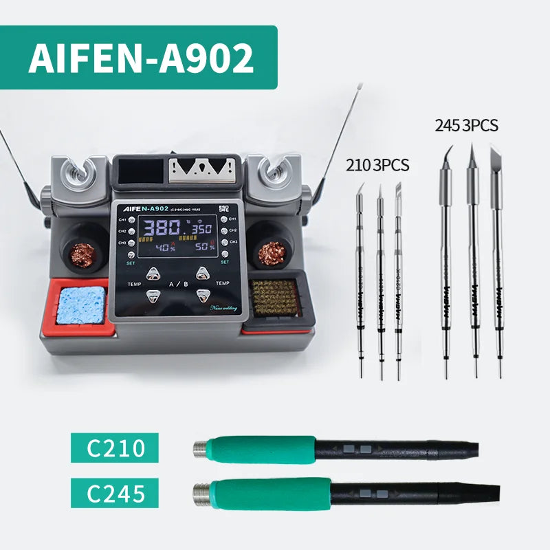 AIFEN A902 Soldering Station – Double Station C115, C210, C245 for Cell-Phone PCB & IC Repair Soldering Tools