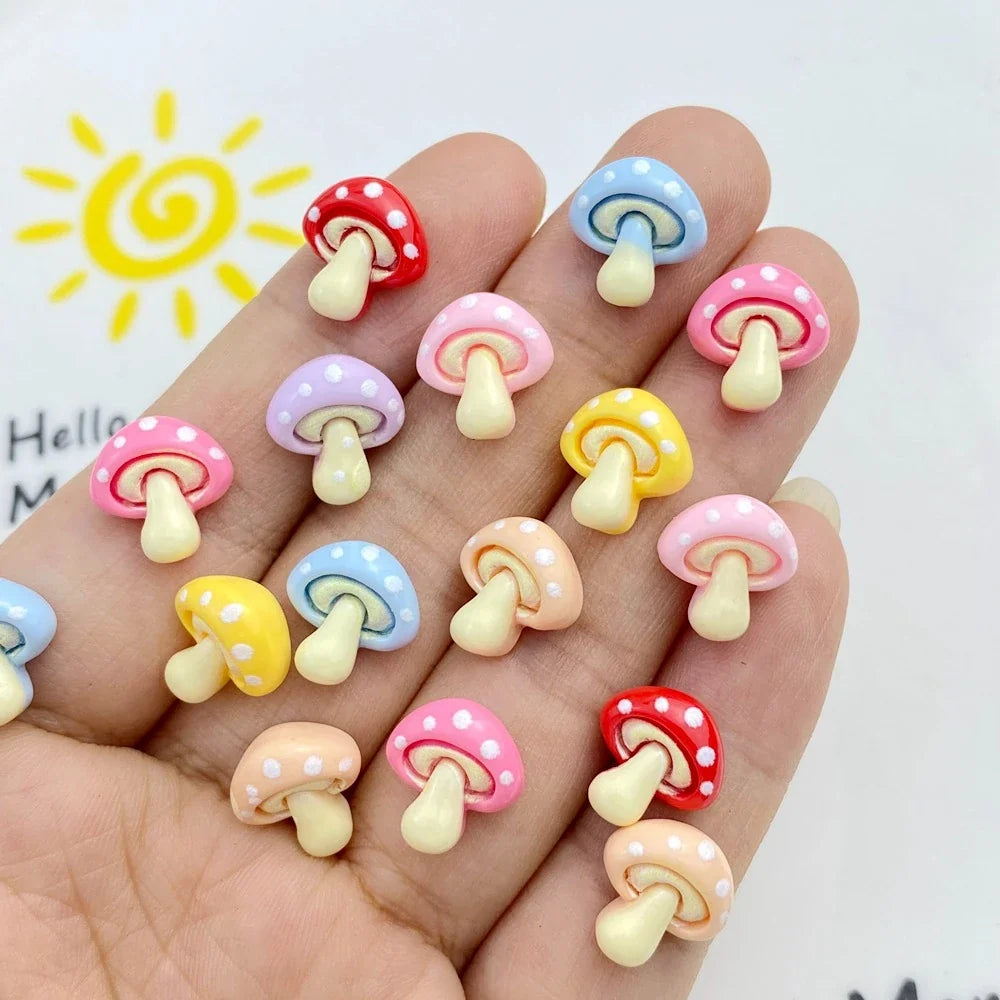 Cute Resin Mushroom Charms - 30PCS Flat Back DIY Jewelry, Nail Art & Hair Accessories