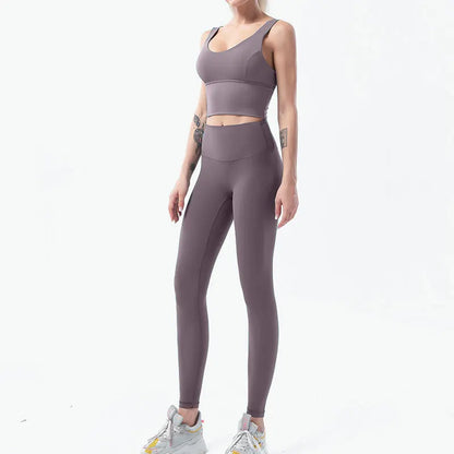 Naked-Feel Women’s Yoga Set – High Waist Leggings & Sports Bra Fitness Suit for Gym, Outdoor & Activewear