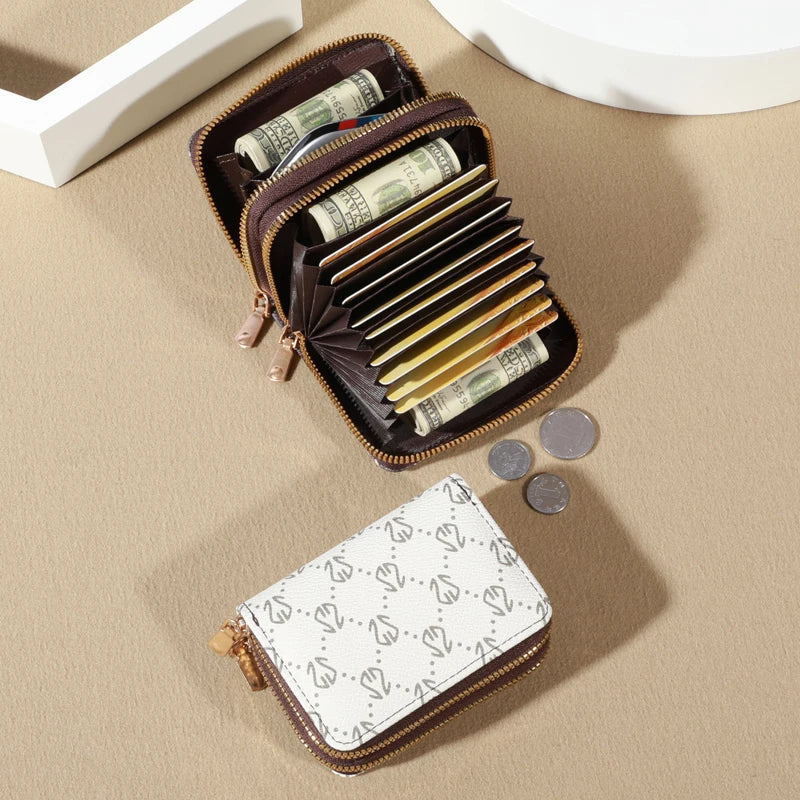 Chic Vintage Women’s Zip Card Holder Wallet – Faux Leather Multi-Slot Credit Card Case with Coin Purse & Secure Storage