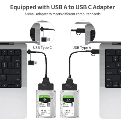 USB 3.1/2.0 SATA to USB Cable – USB 3.0 to SATA III Hard Disk Adapter, Compatible with 2.5-inch HDD and SSD, UASP Support