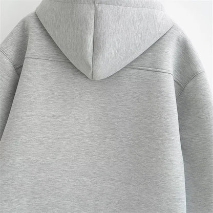 Oversized Unisex Zipper Hoodie - Women's Winter Loose Sweatshirt with Double Pockets
