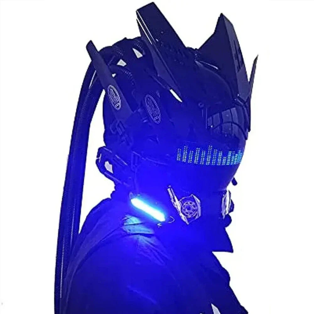 JAUPTO Punk Mask Cosplay for Men – Bluetooth APP Techwear Mask with LED Lamp, Futuristic Halloween Costume Accessory