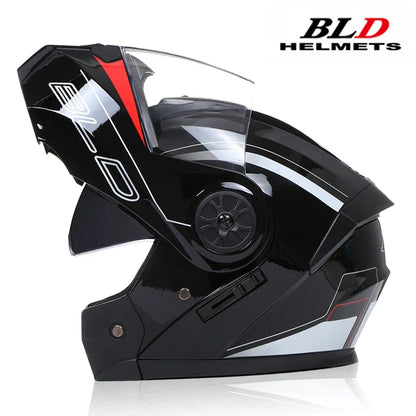 BLD Personalized Full Face Motorcycle Helmet – Dual Lens Modular Flip-Up Casco Moto for Men & Women