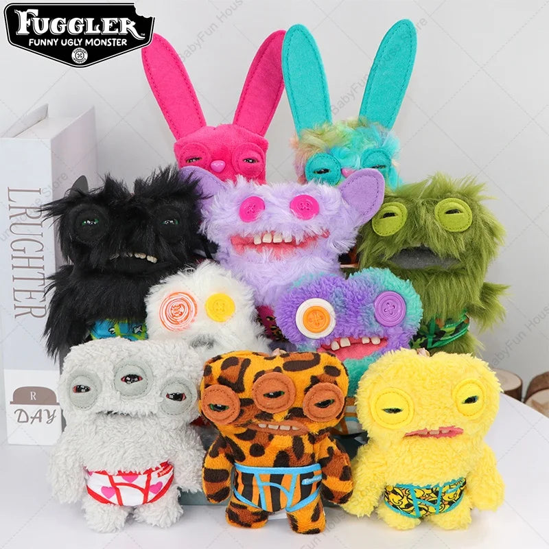 Original Fuggler Ugly Teeth Plush Keychain – Wide-Eyed Monster, Alien & Rabbit Peluche Pendant Toy