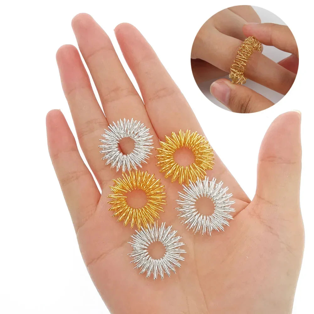 5–15pcs Spiky Acupressure Finger Rings – Sensory Stress Relief Massager Fidget Toys for Teens & Adults