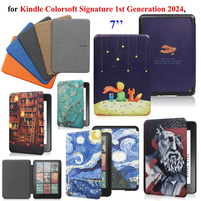 Leather Auto Sleep Case for Kindle Colorsoft Signature Edition (1st Gen, 7") & Paperwhite 12th Gen Protective Cover Funda