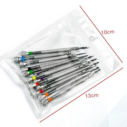 13pcs Watch Repair Screwdriver Set – 0.6mm-2.0mm Flat Head Tools for Professional Watchmakers