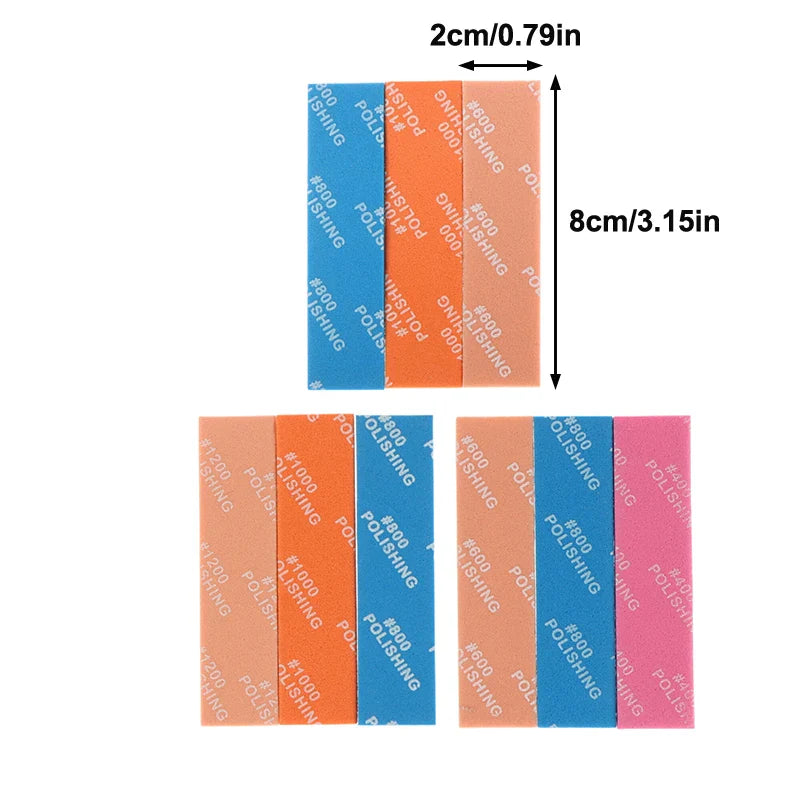 9PCS Model Building Sanding Stick Set MS-E400–1200 – Semi-Rigid Polishing Tools for Plastic Hobby Models