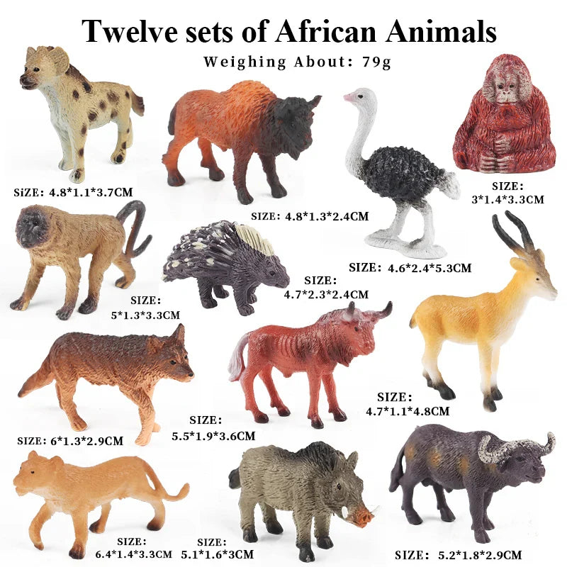 Oenux Montessori Miniature Animal Model Set - Lion, Shark, Horse, Dinosaur Figurines for Educational Play and Zoo-Themed Gifts for Kids