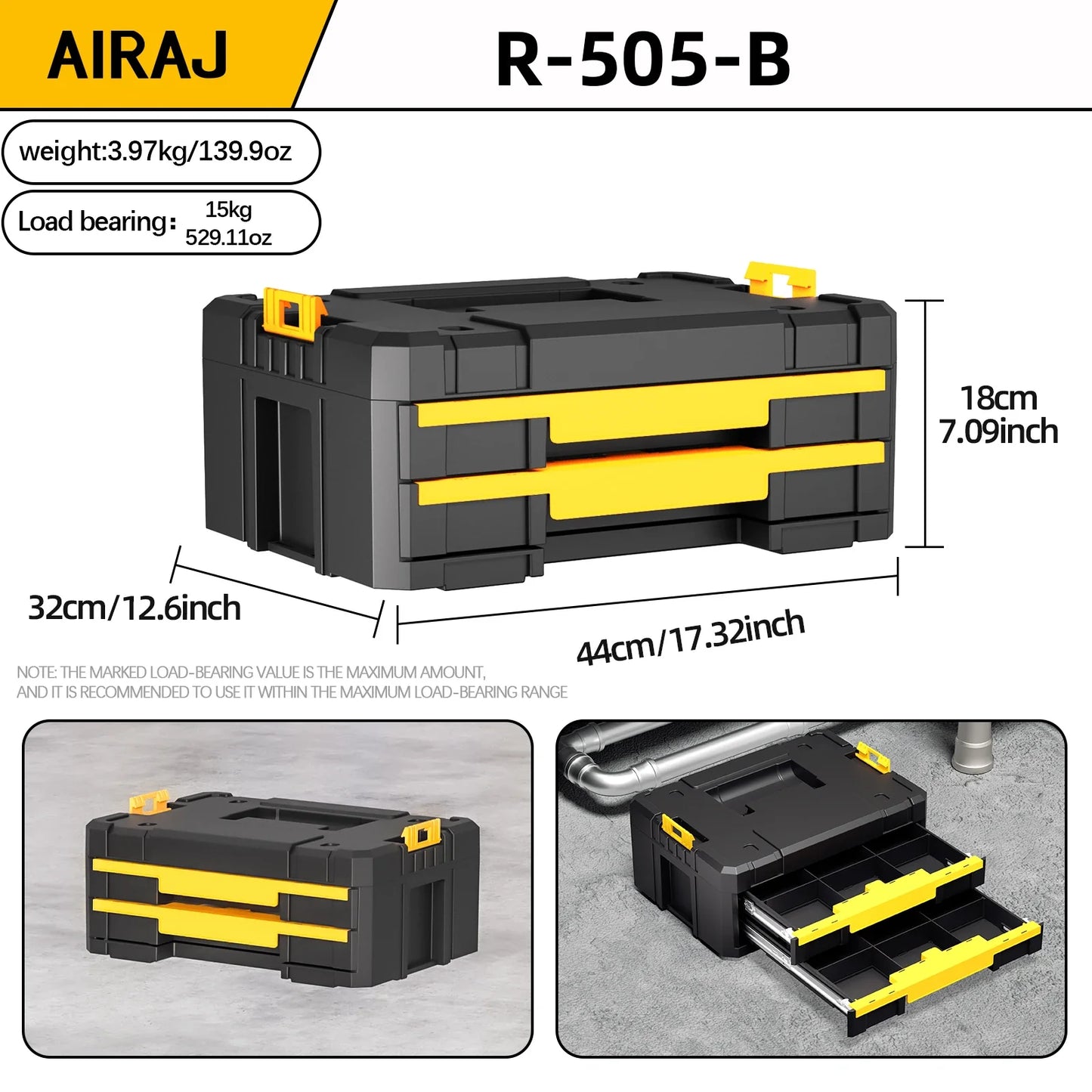 AIRAJ Stackable Modular Toolbox Set — Portable Combo ToolBox with Wheels for Space-Saving Storage & Easy Mobility
