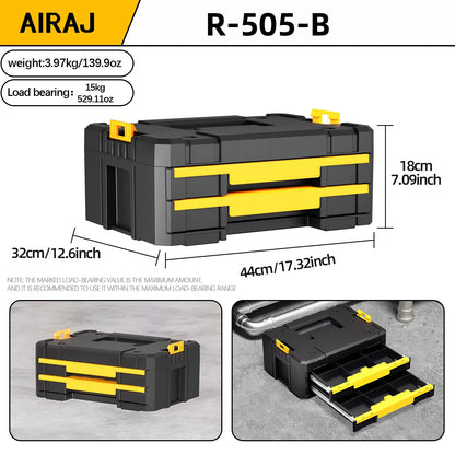 AIRAJ Stackable Modular Toolbox Set – Portable Wheeled Combo Toolbox for Space-Saving Storage & Easy Mobility