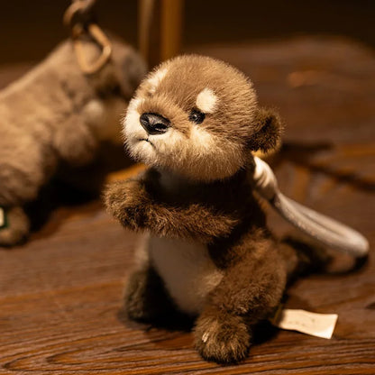 Cute Otter Plush Keychain - Soft Realistic Animal Pendant for Bags and Gifts