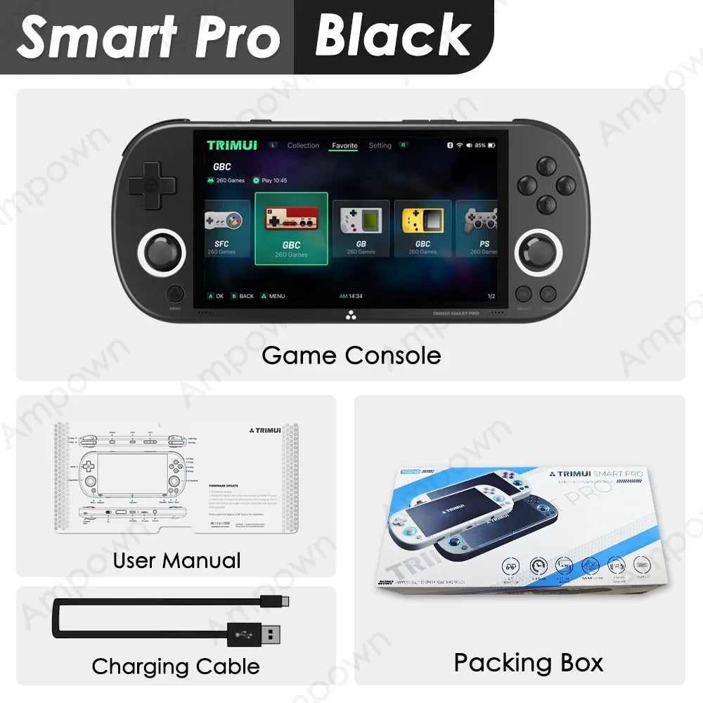 Trimui Smart Pro Handheld Game Console – 4.96'' IPS Screen, Linux System, Joystick & RGB Lighting, Retro Video Game Player Gift