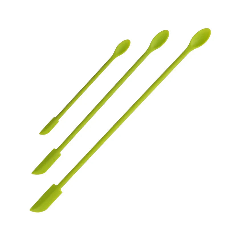Silicone Mini Scraper Set for Cosmetics & Baking - Dual-End Spatula and Spoon, 3-Piece Bottle & Jam Scraper Kit