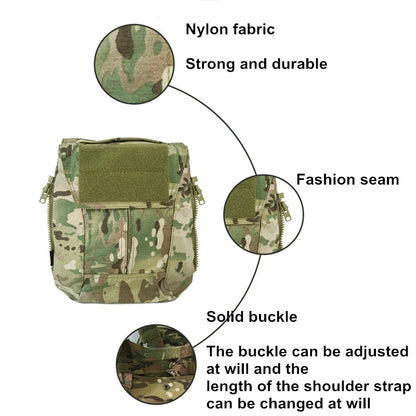 Panel Zip-On Pouch Backpack – 500D Nylon Plate Carrier Bag Compatible with CPC, AVS, JPC 2.0 Vests
