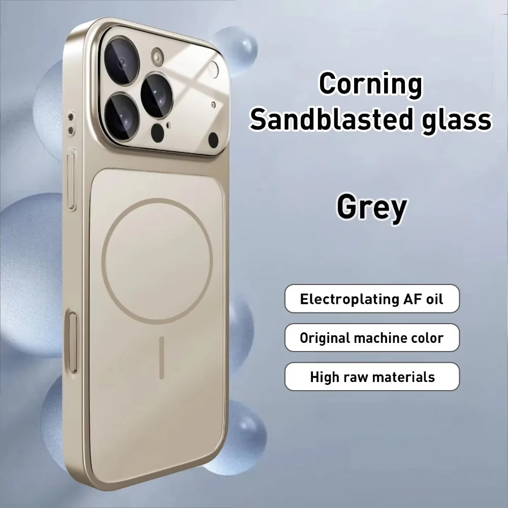 Nano Matte Glass iPhone Case - Magnetic MagSafe Armor Cover for iPhone 11-17 Pro Max, Air & Wireless Charging
