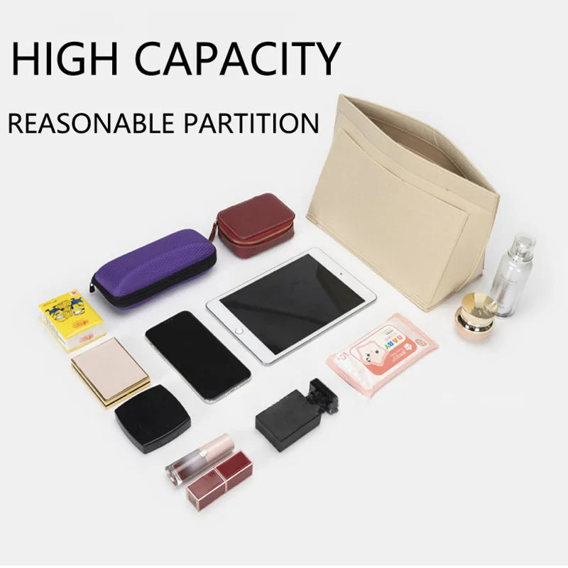 Felt Insert Bag for Longchamp Handbag - Liner Bag Felt Cloth Makeup Organizer - Portable Travel Purse Insert Support