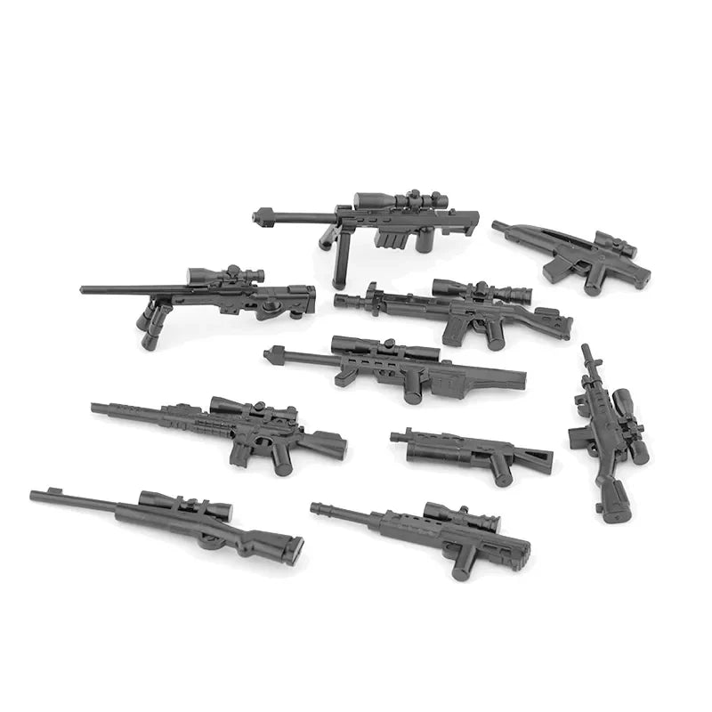 Military Building Blocks Soldier Set - Tactical Weapons Figures with Gatling Gun, Rifle, Mortar & Accessories Toy Kit