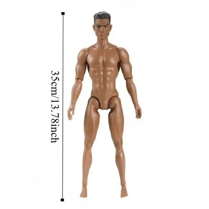 1/6 Male Action Figure Doll — 35cm Multi-Joint Strong Man Body with 13 Joints DIY Toy (White/Normal/Tan)