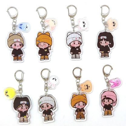 8pcs KPOP Acrylic Keychain Set — Cute Bag Pendants for Fans & Gifts