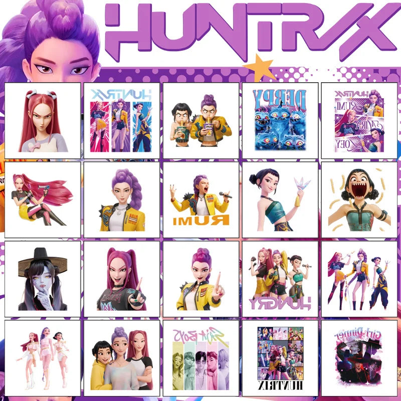 20pcs Cartoon K-Pop Demon Hunters Rumi Temporary Tattoo Stickers – Fun Party Gift Set