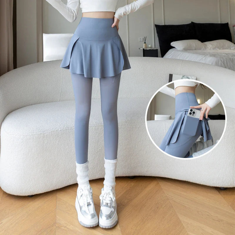 Women’s Seamless High Waist Yoga Leggings with Pockets – Two Piece Hip Lift Fitness Pants