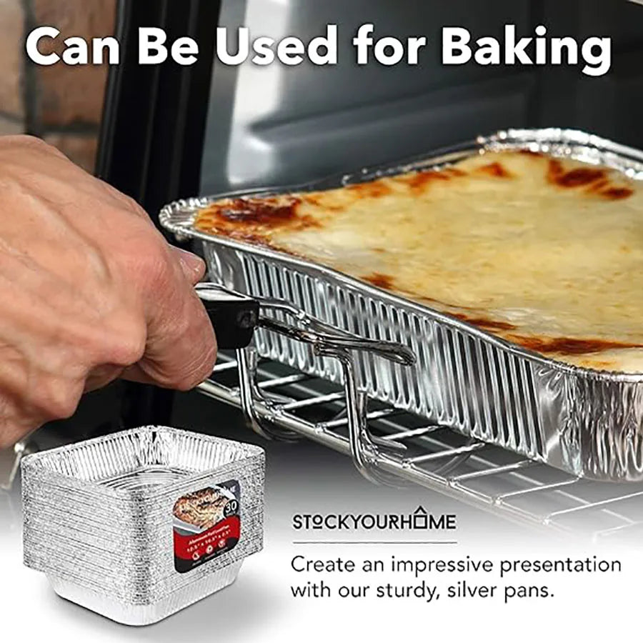 50pcs Disposable Aluminum Foil Pans – Various Sizes for Cooking, Baking, Heating, Storing & Food Prep