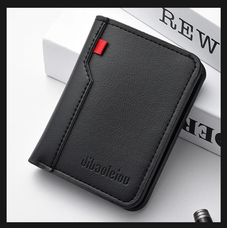 Ultra-Thin Mini PU Leather Credit Card Wallet – High-Quality Vertical Men’s Wallet Holder