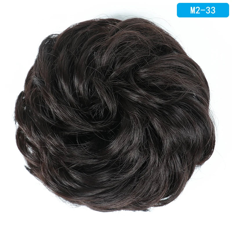 AZQUEEN Messy Bun Hair Extension – Synthetic Curly Wave Chignon Scrunchie, Elastic Band Updo Hairpiece for Women