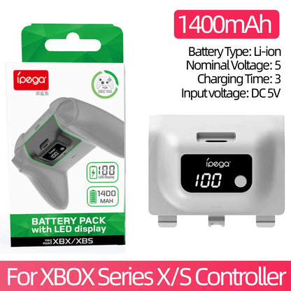 Wireless Gamepad Rechargeable Battery 1400mAh — Digital Display Replacement for Xbox Series X/S Controller