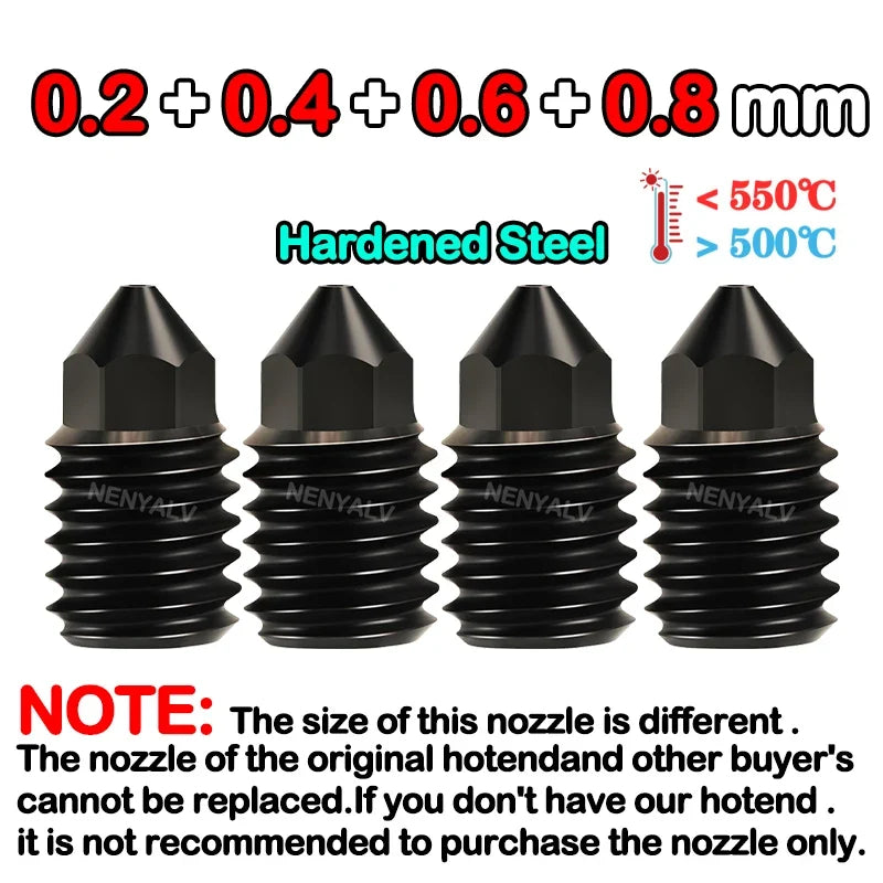 Bambu Lab A1 Mini Hardened Steel Hotend Kit - 0.2 0.4 0.6 0.8mm Nozzle Replacement Accessory for 3D Printer