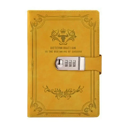 A5 Retro Password Book with Lock – 200 Pages Thickened Diary Notebook, Creative Student Stationery Ledger Binder Organizer