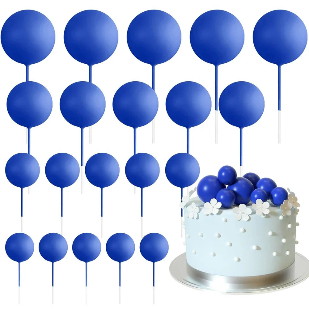 20Pcs Colorful Cake Topper Balls – Gold, Silver & Pastel DIY Cake Decorations for Birthday, Wedding & Party Supplies